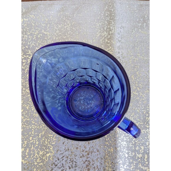 Vintage Shirley Temple 4.5” Tall Cobalt Blue Depression Glass Cream Pitcher 30s - Picture 3 of 9